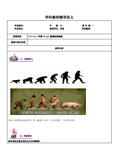 M1Unit2(牛津5年级英语下)基础知识梳理