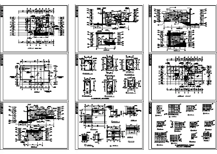 某地区大型临水别墅建筑施工图纸（共9张）