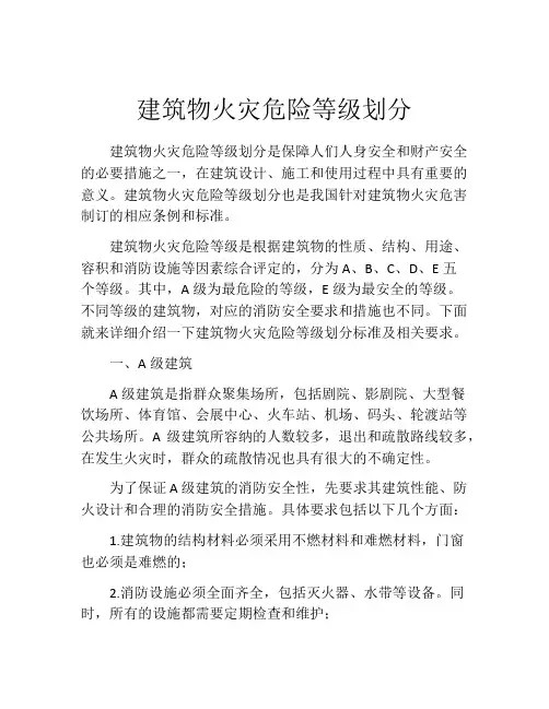 建筑物火灾危险等级划分