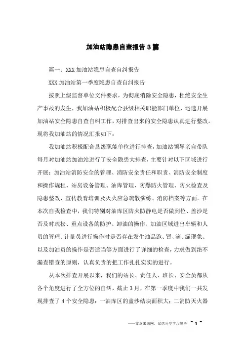加油站隐患自查报告3篇