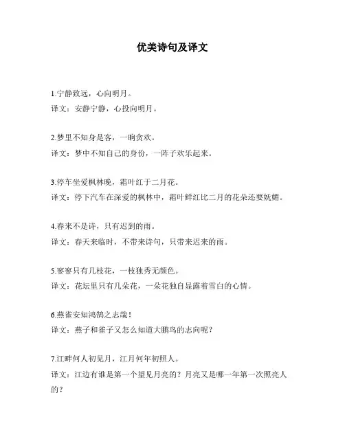 优美诗句及译文