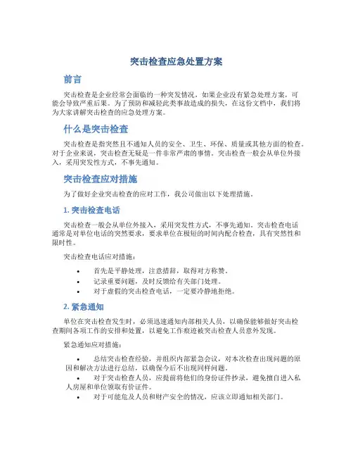 突击检查应急处置方案