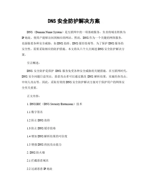 DNS安全防护解决方案