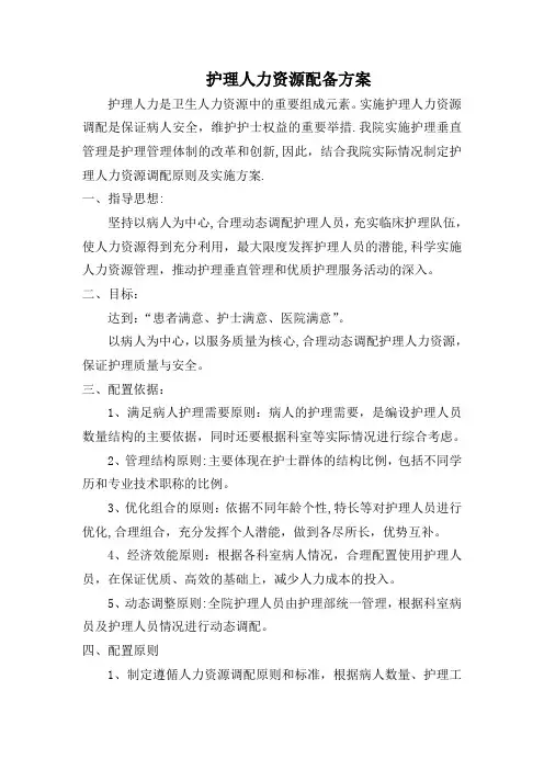 护理人力资源配置方案【范本模板】