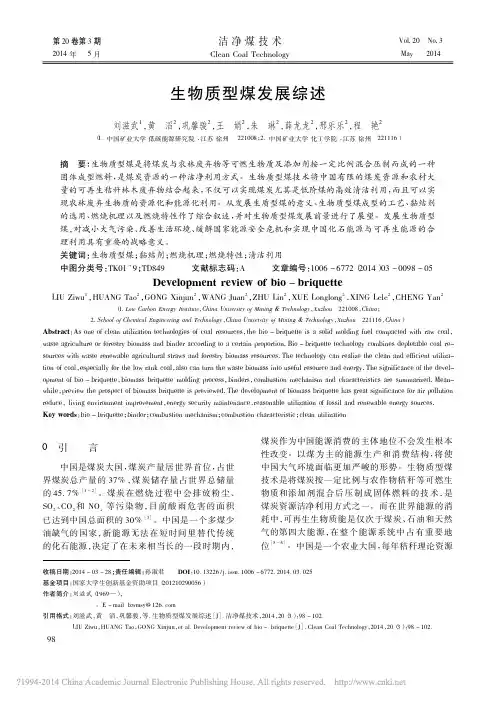 生物质型煤发展综述_刘滋武