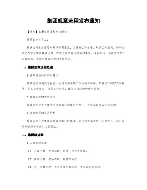 集团规章流程发布通知