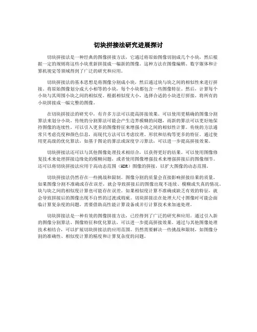 切块拼接法研究进展探讨