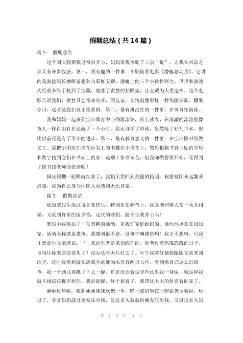 假期总结(共14篇)