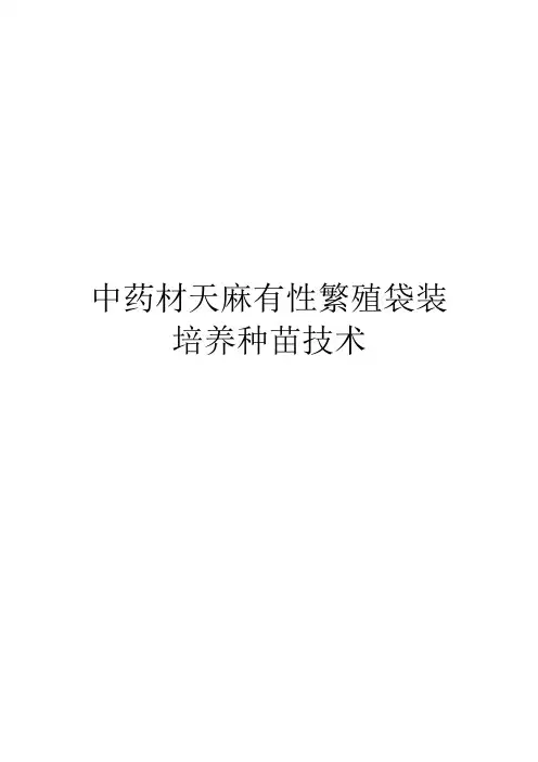 中药材天麻有性繁殖袋装培养种苗技术