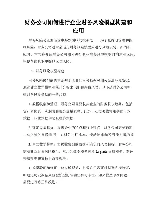 财务公司如何进行企业财务风险模型构建和应用