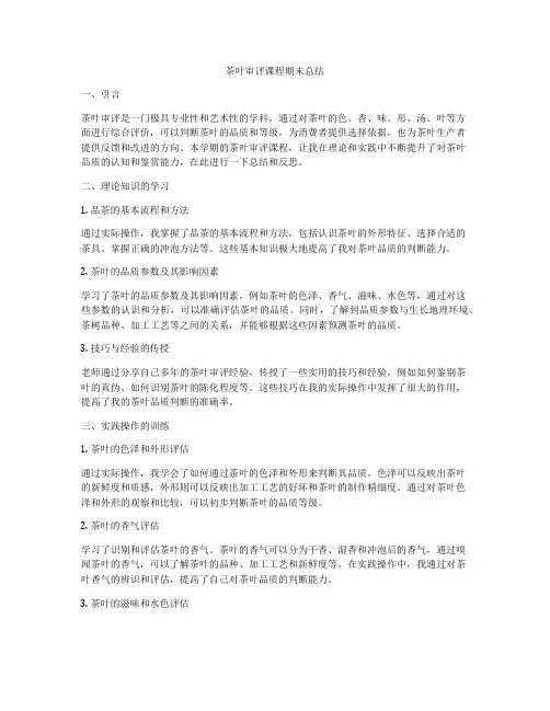 茶叶审评课程期末总结