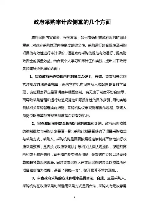 政府采购审计应侧重的几个方面