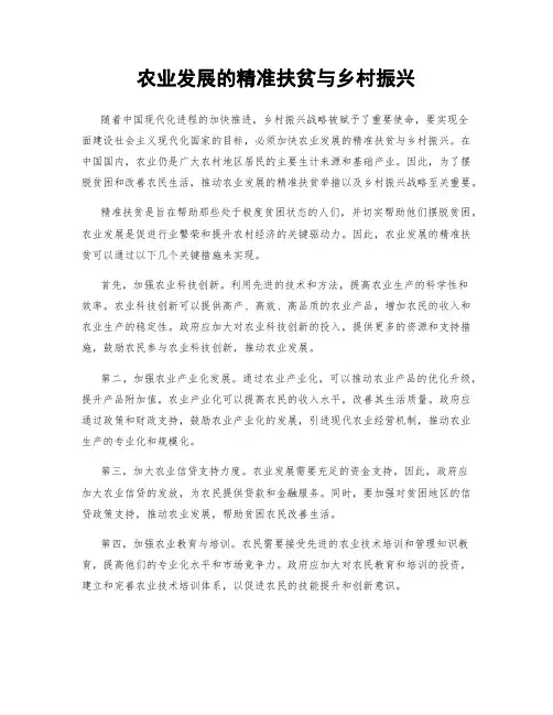 农业发展的精准扶贫与乡村振兴