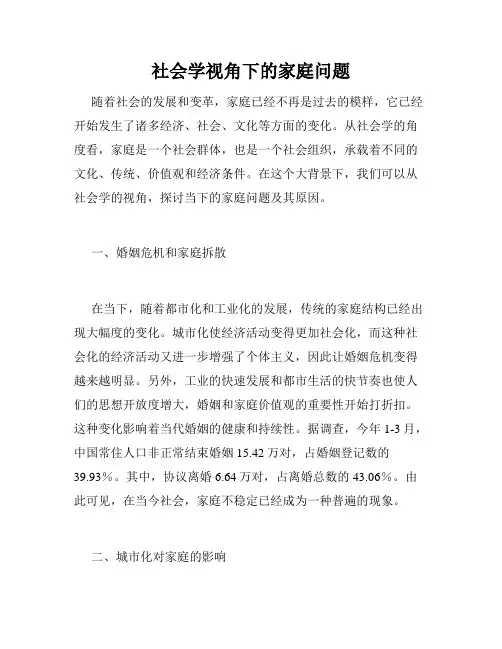 社会学视角下的家庭问题