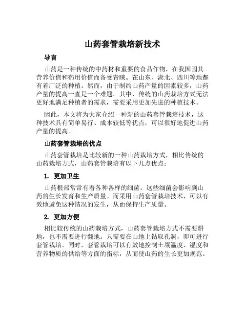 山药套管栽培新技术