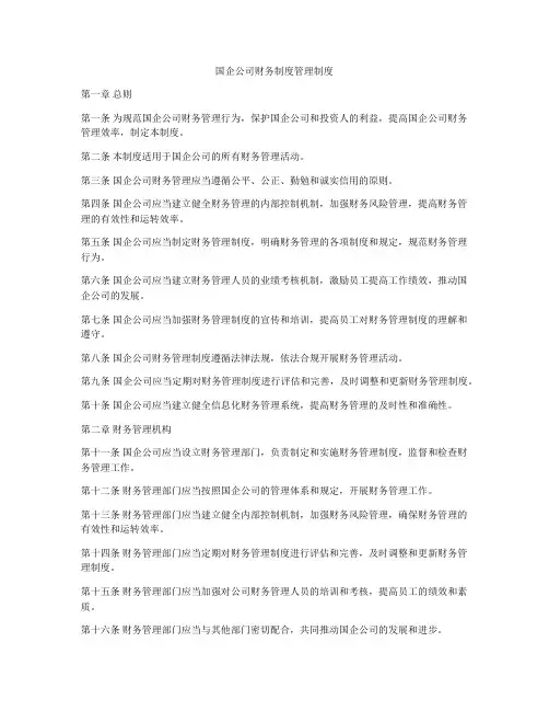国企公司财务制度管理制度