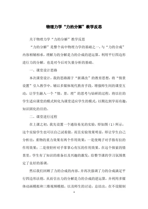 物理力学“力的分解”教学反思