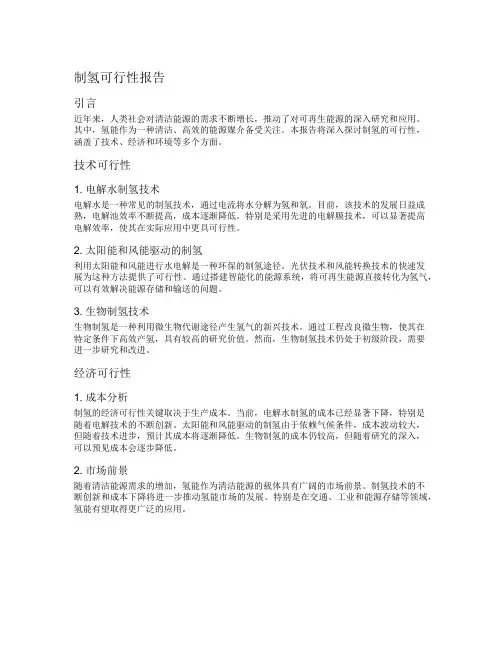 制氢可行性报告
