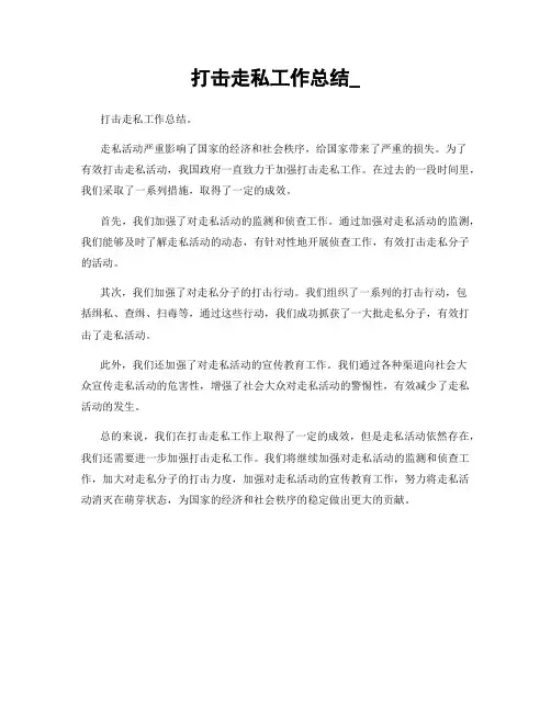打击走私工作总结_
