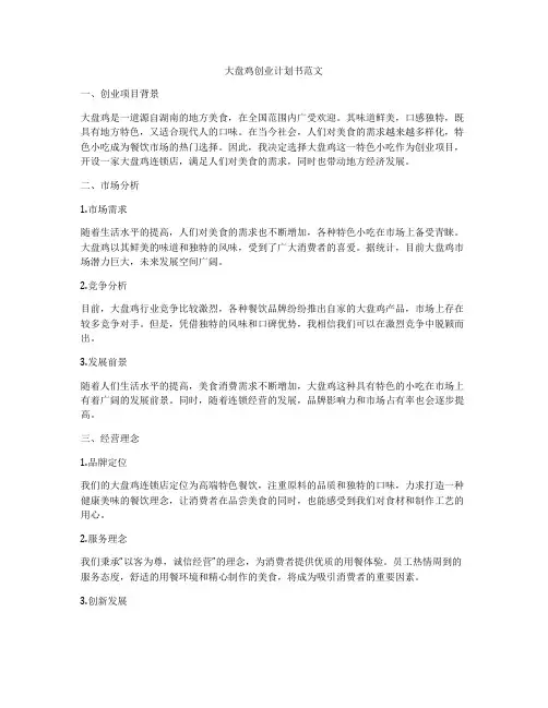 大盘鸡创业计划书范文