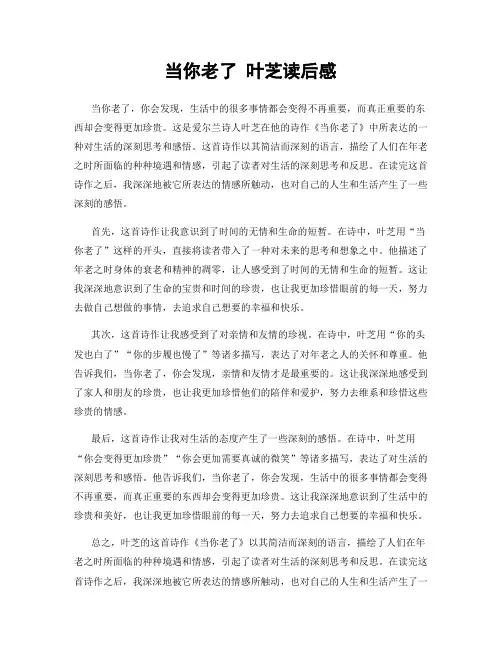 当你老了 叶芝读后感