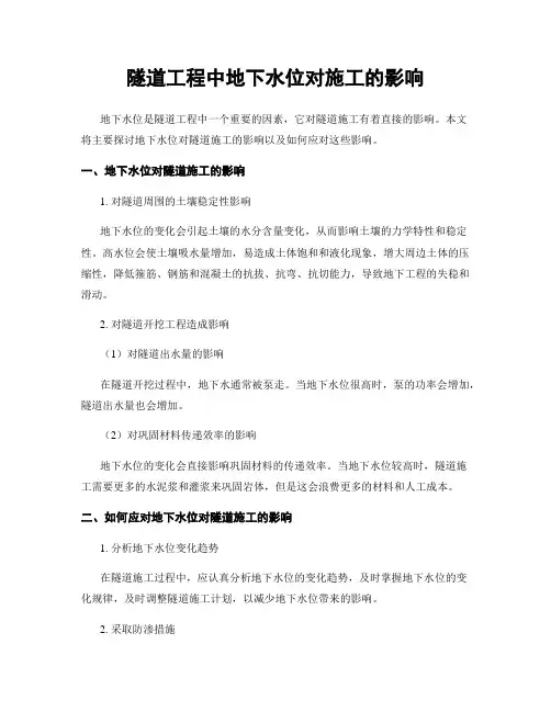 隧道工程中地下水位对施工的影响