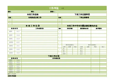 工作总结数据分析表Excel(工作周报)