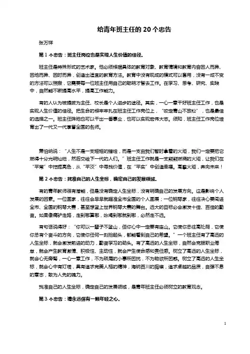 给青年班主任的20个忠告
