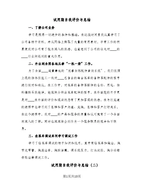 试用期自我评价与总结(6篇)