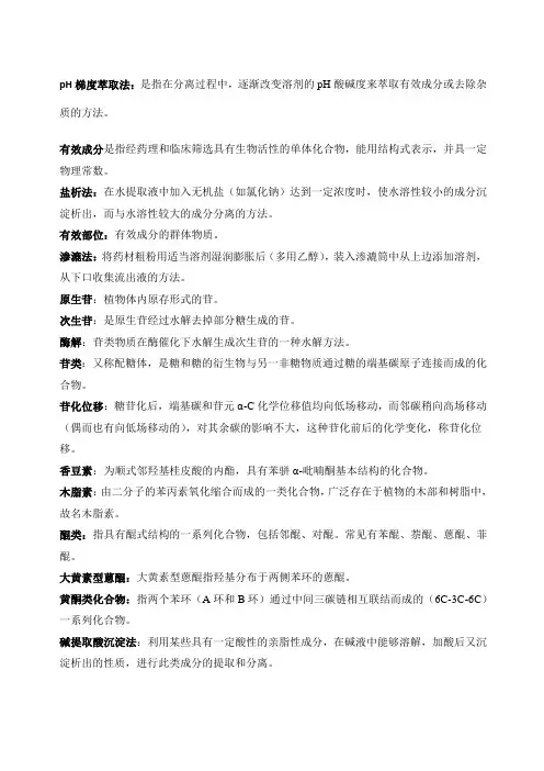 天然药物化学名词解释汇总