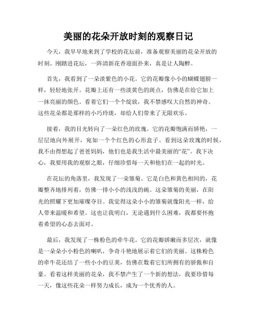 小学三年级作文美丽的花朵开放时刻的观察日记