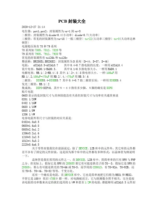 PCB封装大全