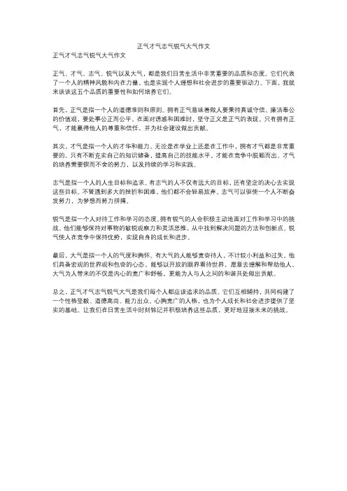 正气才气志气锐气大气作文