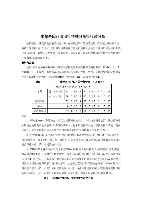 生物基因疗法治疗精神分裂症疗效分析 2