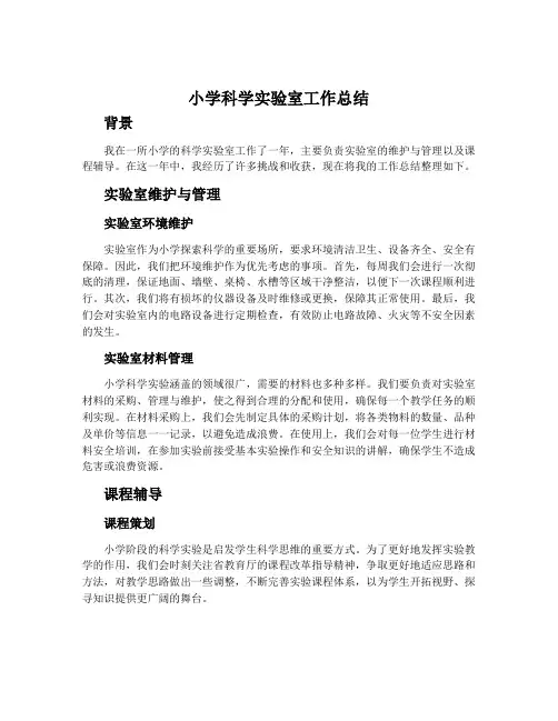 小学科学实验室工作总结