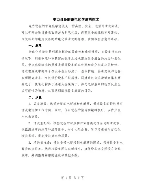 电力设备的带电化学清洗范文