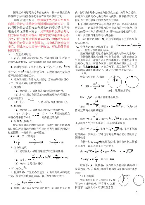 圆周运动总结知识要点