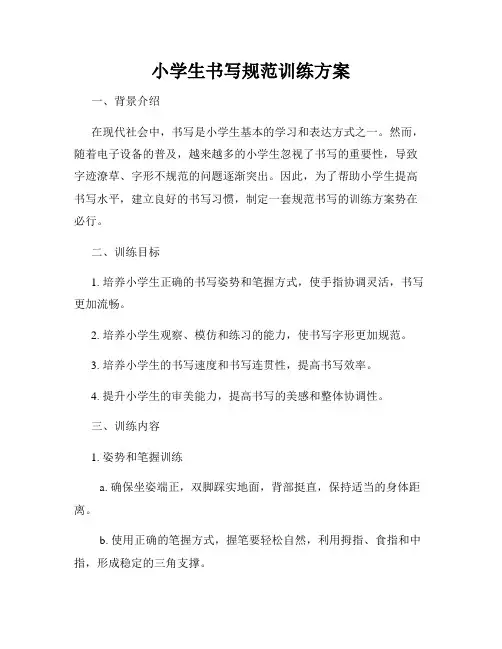 小学生书写规范训练方案