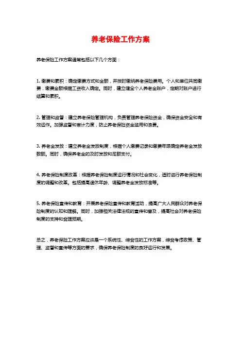 养老保险工作方案 (2)