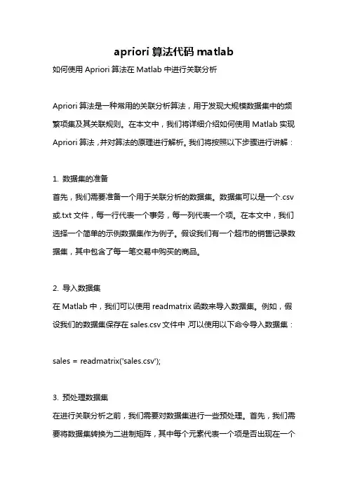 apriori算法代码matlab