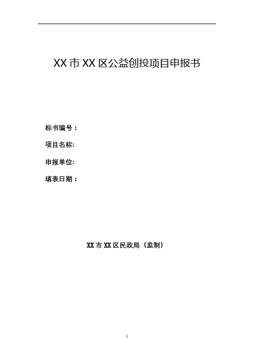 XX市XX区公益创投项目申报书【模板】