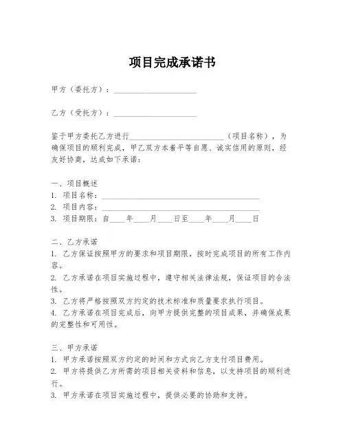 项目完成承诺书