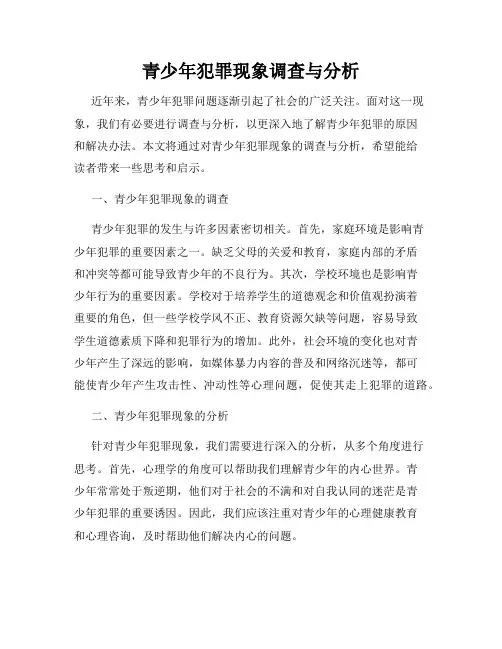 青少年犯罪现象调查与分析