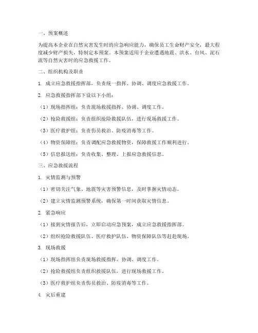 企业自然灾害应急救援预案