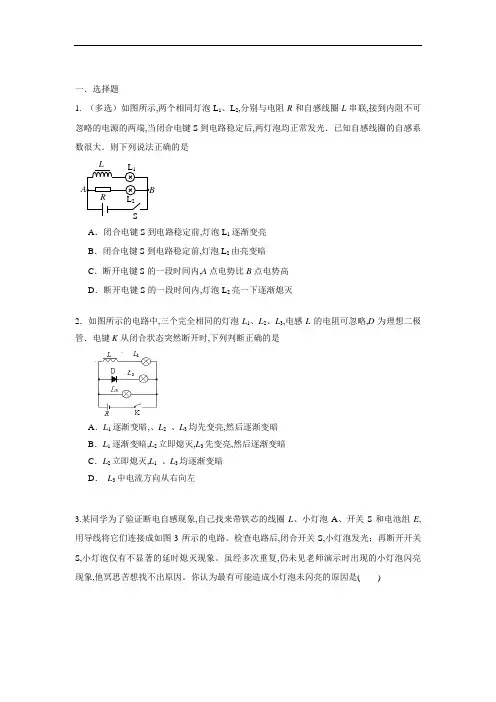 高考物理(电磁感应)精选训练-自感现象