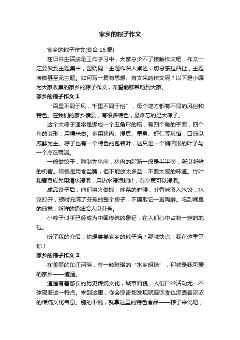 家乡的粽子作文（集合15篇）