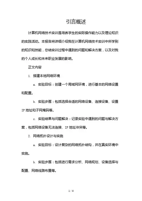 计算机网络技术实训报告2024