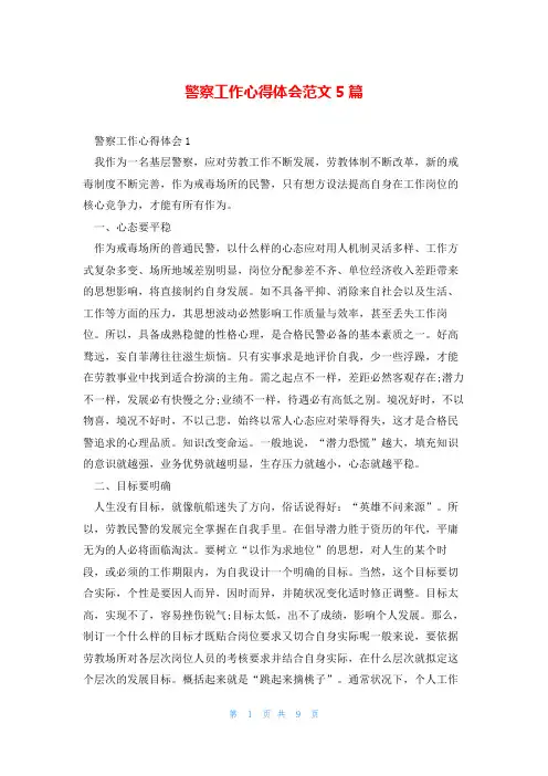 警察工作心得体会范文5篇