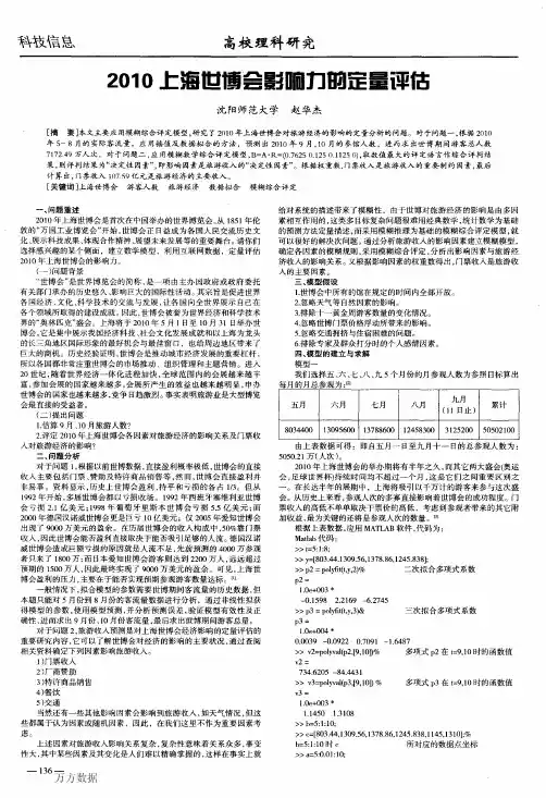 2010上海世博会影响力的定量评估