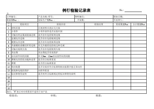 例行检验记录表